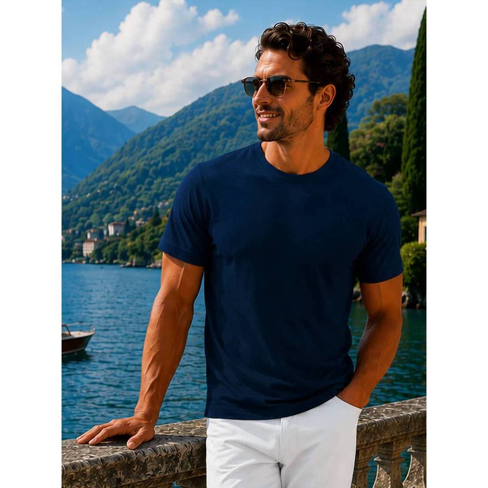 NEW GEORG ROTH luxury crew neck pima cotton t-shirt in true navy
